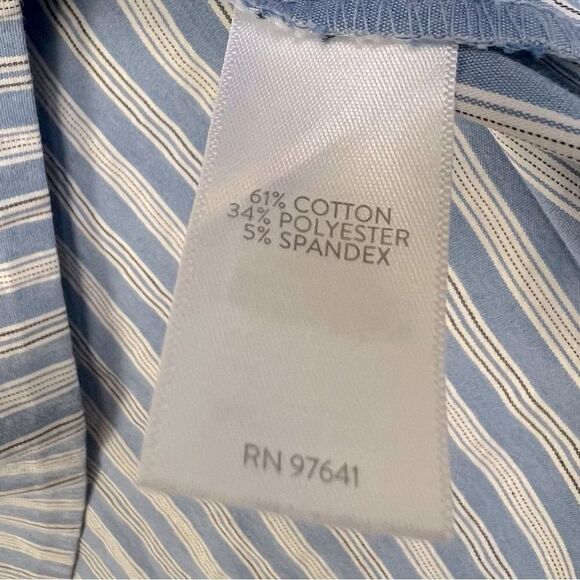J JILL WOMENS BLOUSE BLUE STRIPED SIZE M SHORTER SLEEVES - Picture 4 of 10
